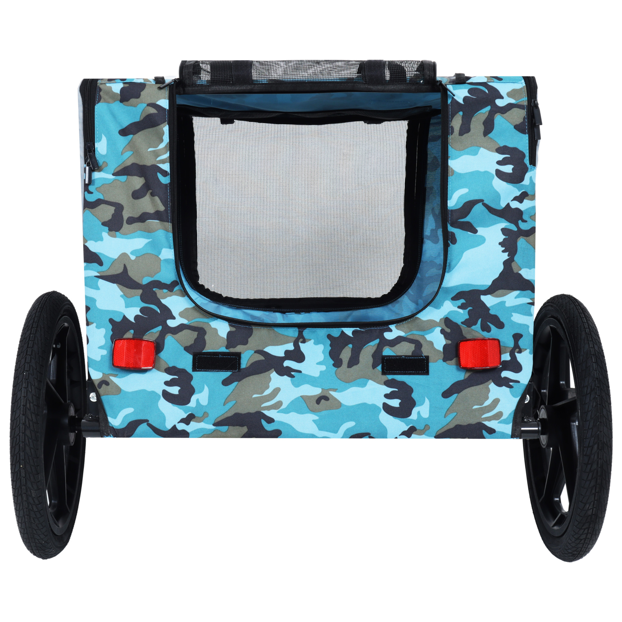 Leumius Pet Bike Trailer Dog Cart for Bicycle, Easy Folding Cart Frame, Quick Release Wheel, Non-Slip Floor, Internal Leash for Small and Medium Pets Blue+Gray