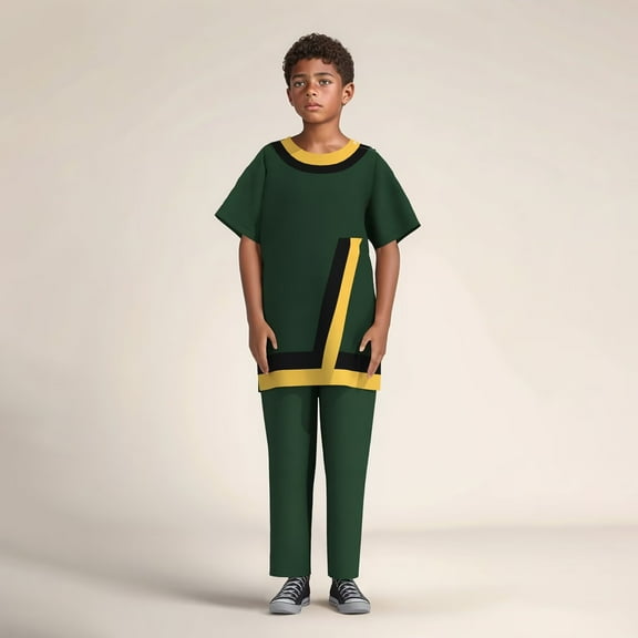 African Boy Suit 2 Pcs Set Short Sleeve Shirt and long Pant African Clothes for Boy Dashiki Children Outfit