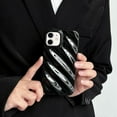 thumbnail image 2 of Cute Curly Wave Case for iPhone 11 6.1 inches, Water Ripple Pattern Phone Case Slim Shockproof Satin Glossy Cover for Girls Boys Silicone 3D Non-Slip Case -Black, 2 of 9