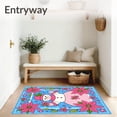 thumbnail image 3 of ODIKA 8'x10' Machine Washable Non-Slip Area Rug, Merry Wonderland Bathroom Accessories Decorated Poinsettia Accents High Traffic Rug with Pad, Pink, 628456, 3 of 8