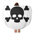 thumbnail image 1 of KDAGR 60 inch Round Beach Towel Blanket Death Skull and Crossbones on Sign Danger Evil Silhouette Travel Circle Circular Towels Mat Tapestry Beach Throw, 1 of 2