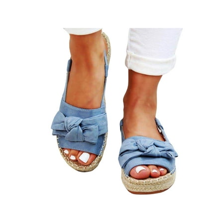 

Gomelly Women s Platform Sandal Thick Sole Espadrilles Summer Wedge Sandals Comfy Casual Shoe Ladies Women Shoes Blue 7.5