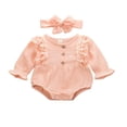 thumbnail image 1 of MesaSe Baby Girls Solid Color Long Sleeve Ruffle Romper Autumn Outfit 0-24 Months, 1 of 5