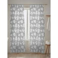 thumbnail image 4 of Grey White Leaves Semi Sheer Window Curtains 108 Inches Long, Spring Pastoral Rustic Botanical Rod Pocket Voile Silky Chiffon Curtain Treatment Drapes for Kitchen, Living Room, 52"x108", 2 Panels, 4 of 9