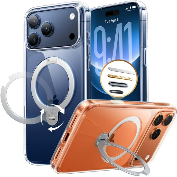TORRAS 360 Click-Lock Rotating Stand Case for iPhone 17 Pro Max | Satisfying Click Sound | Mil-Grade Protection | Fit for MagSafe | Camera Control | O