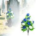 thumbnail image 2 of Artificial Cemetery Flowers for Graves - Realistic Silk Rose & Lily Bouquet, Memorial Floral Arrangement for Headstones, Outdoor Grave Decor, Funeral Vase Flowers - All Weather Sympathy Decor, 2 of 7