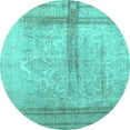 thumbnail image 1 of Ahgly Company Indoor Round Abstract Turquoise Blue Contemporary Area Rugs, 5' Round, 1 of 4