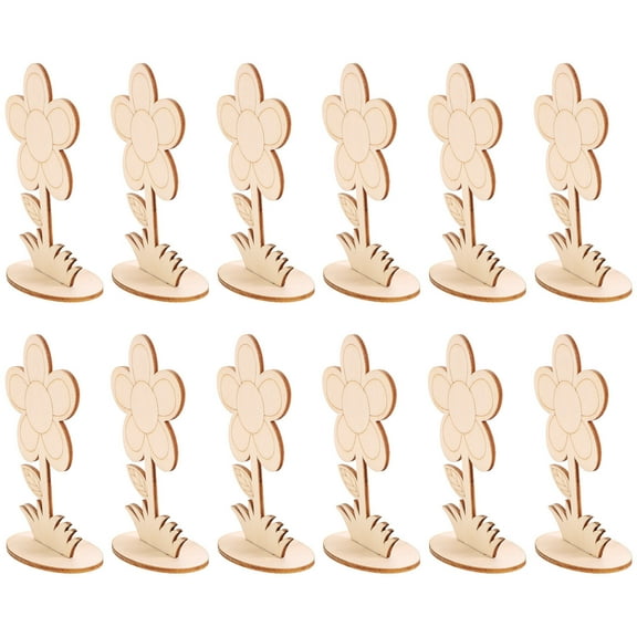FRCOLOR 12pcs Unfinished Wooden Flowers Crafts Wooden Flowers To Paint Flower Decor