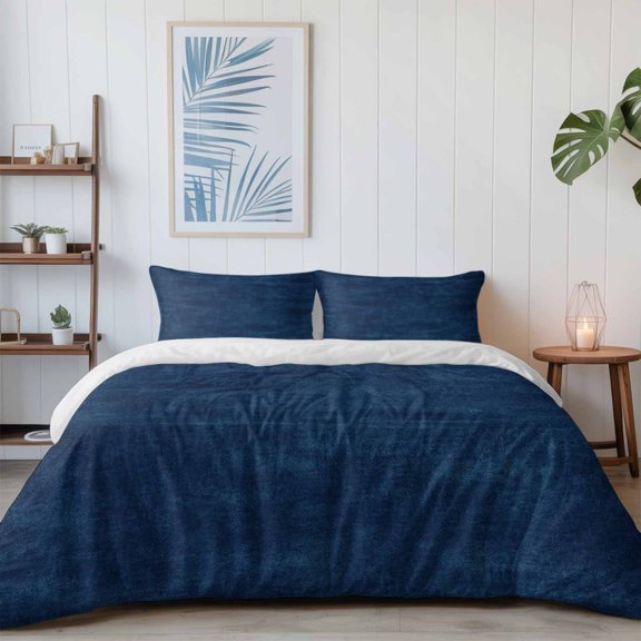 Navy Blue Gradient California King Size Bed Set,Retro Mottled Modern Minimalist Bedding for All Seasons,4 Pcs Bed Set with 1 Quiltcover (96"x104"),1 Sheet (110"x98"),2 Pillowcases (20"x36")