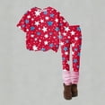 thumbnail image 4 of CCRFTGI 250&nbsp;Anniversary Usa Summer Outfits for Child Girls 10-12 Cute 1776 American Flag Stars Short Sleeve T-Shirts and Elastic Waist Pants Freedom Clothing Sets Hot Pink 7-8 Years, 4 of 5