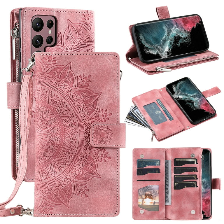Feishell Crossbody Wallet Phone Case for Samsung Galaxy S22 Ultra