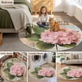 thumbnail image 5 of Pink Vintage Floral Round Area Rug 3.3 FT, Non Slip Small Entryway Kitchen Mat, Summer Botanical Retro Washable Soft Circular Rug Non-Shedding Door Mat for Bathroom Playroom Kids Room, 5 of 9