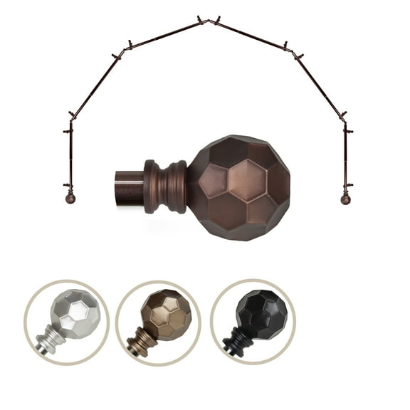 Remi 13/16" dia. 6-Sided Bay Window Curtain Rod - Cocoa