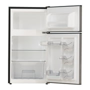 Frestec 3.2 Cu ft Two Door Mini Fridge with Freezer, Grey, E-Star,New,FTC30RE-SS