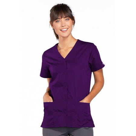 

Cherokee Workwear Originals Women s Scrubs Top Snap Front V-Neck 4770
