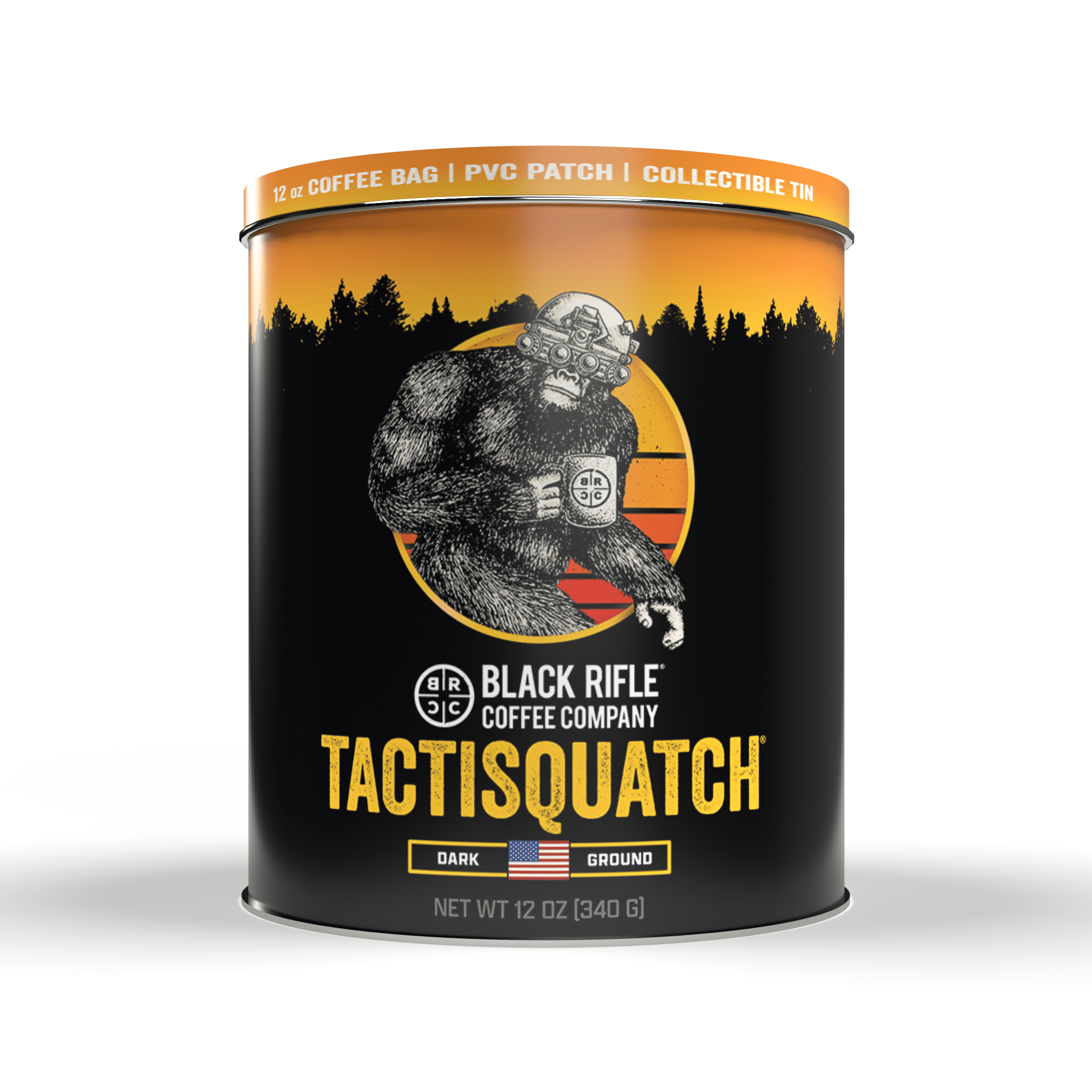 Black Rifle Coffee Company Tactisquatch, Dark Roast, Ground Coffee, Collectable Tin Bundle