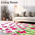 thumbnail image 2 of ODIKA 6'x9' Machine Washable Non-Slip Area Rug, Whimsical Meadow Design with Dancing Wildflower Sprays High Traffic Rug, Pink, 542679, 2 of 7