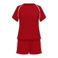 thumbnail image 4 of BOOMNY Womens 2 Peice Workout Shorts Sets Solid Short Sleeve Tops Shorts Outfits for Women Summer Casual Matching Sets, 4 of 5