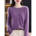 thumbnail image 1 of Addonee Women 100% Merino Wool Sweater Cashmere O-neck Cardigan Raglan Sleeve Classical Knitwear Solid Fashion Basic Clothing, 1 of 5