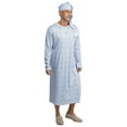 thumbnail image 6 of iiniim Men's 2Pcs Pajamas Set Long Sleeve Striped Kaftan Sleepwear Night Shirt with Sleeping Cap Type B L, 6 of 7