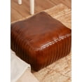 thumbnail image 4 of BBH Homes Handmade Beige Leather Round Pouf Ottoman BBBACPF0008 Indoor Decor, 4 of 6
