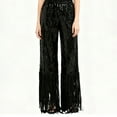 thumbnail image 6 of Sparkly Sequin Pants Women 2026 Trendy Elastic High Waist Straight Leg Tassel Fringe Pants Clubwear Dancewear, 6 of 7