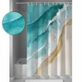 thumbnail image 3 of Small Stall Shower Curtain 48x72 Inch Narrow Half Size Teal Waves Coastal Bath Curtains Bathroom Decor Summer Beach Nautical Ocean Waterproof Fabric Shower Curtain Set with Hooks 48 Inch, 3 of 6