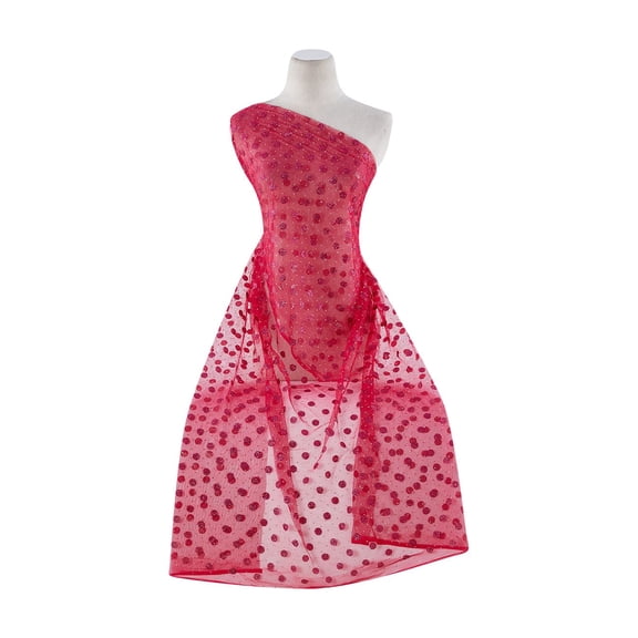 Zelouf Dime-Size Dot Glitter W/pin Dot Dot Glitter On Tull , Sewing, DIY, Crafts Fabric by the Yard, Pop Cherry, 3 Yard