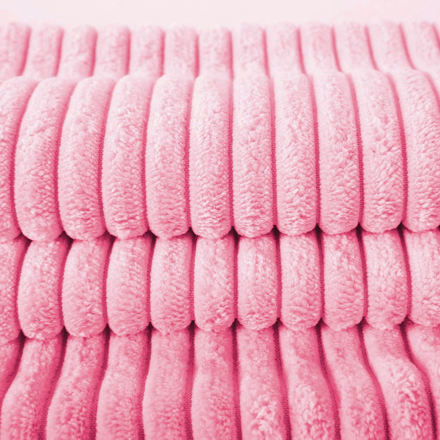 Soft Corduroy Striped Velvet Square Decorative Throw Pillow Cusion For Couch, 22" x 22", Pink, 2 Pack