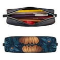 thumbnail image 2 of Yiaed Vintage Blue Leaf Mushroom Print Leather Pencil Case - Leather Pen Pencil Holder - Elegant & Practical Pencil Pouch for Work & Office, 2 of 7
