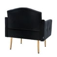 thumbnail image 6 of Velvet Accent Chair, Modern Single Sofa Chair for Living Room and Bedroom, Upholstered Lounge Armchair Chair with Tapered Metal Legs, Black, 6 of 7