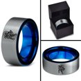 thumbnail image 4 of Tungsten Ram Rams Sheep Goat Band Ring 8mm Men Women Comfort Fit Blue Flat Cut Brushed Gray Polished, 4 of 4