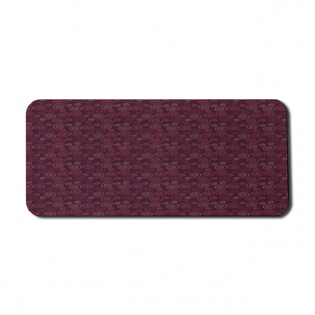 Abstract Computer Mouse Pad, Lacy Like Swirl Motifs in Monochrome Vintage Design Illustration, Rectangle Non-Slip Rubber Mousepad X-Large, 35" x 15", Dark Fuchsia and Dried Rose, by Ambesonne