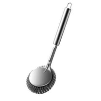 Stainless Steel Long Handle Scrub Brush for Kitchen, Heavy Duty Cleaning Tool for Pots, Pans, Dishes, Sinks, and Grills