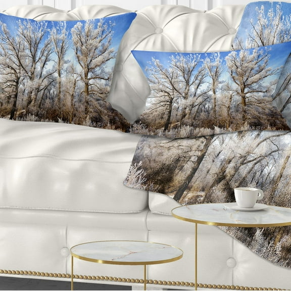 Designart Beautiful Winter Evening View - Landscape Printed Throw Pillow - 12x20