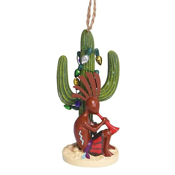 Kokopelli in Saguaro Cactus with Lights Christmas Holiday Ornament