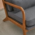 thumbnail image 6 of IVV Accent Armchair with Lumbar Pillow & Solid Wood Frame, 5.5" Thick Seat Cushion, Comfy Upholstered Single Sofa Chair, Linen Fabric, Pink, 6 of 10