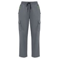 thumbnail image 5 of Athletic Cargo Pant For Womens Liweisiy Drawstring Elastic Waisted Straight Leg Loose Pants Camping Outdoor Trousers With Zipper Pockets Gray S, 5 of 9