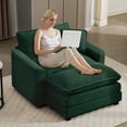 thumbnail image 5 of Muumblus 46" Accent Chair with Ottoman, Oversized Indoor Lounge Chair, Corduroy Sofa Armchair with Footstool, Green, 5 of 10