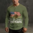 thumbnail image 3 of 250 Anniversary Usa Shirt for Mens Long Sleeve American Flag Graphic T Shirts Patriotic Henley Button Raglan Tees Tops Casual Lightweight Clothes, 3 of 6
