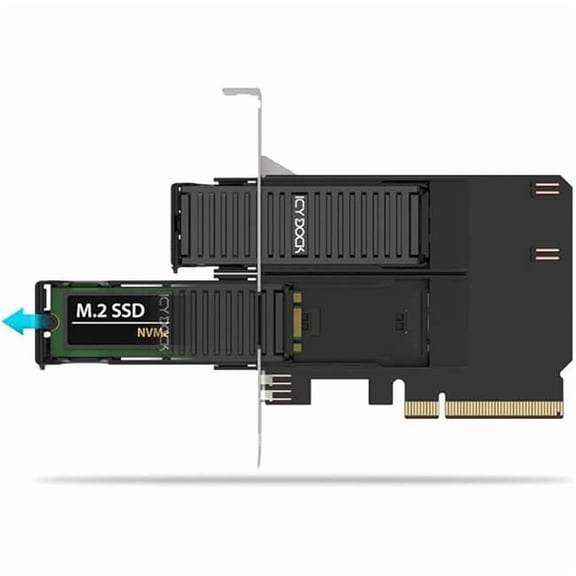 Icy Dock MB312M4P-B Express Slot Core Removable Dual M.2 NVMe SSD to PCIe Adapter