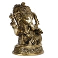 thumbnail image 2 of Brass World Big Brass Mangalkari Ganesha Sitting Big Ear Ganesh Bhagwan Statue for Home Entrance Decor Ganpati Idol Murti Marriage Gift Good Luck Success Diwali Festival Puja 11 Inches, 2 of 4