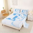 thumbnail image 2 of Manfei Teens Blue Bow Personalized Initial E Queen Sheet Sets 4 Pieces,Kids Girls Romantic Princess Style Bowknot Bed Set,Microfiber Bedroom Decor, 2 of 5