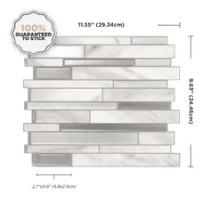 Smart Tiles Peel and Stick Backsplash, 5 Adhesive Tiles, Milano Grey, 11.55"x9.63"