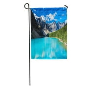 JSDART Blue Landscape Moraine Lake in Banff National Park Alberta Canada Colorful Inspiring Garden Flag Drapeau décoratif House Banner 12x18 inch