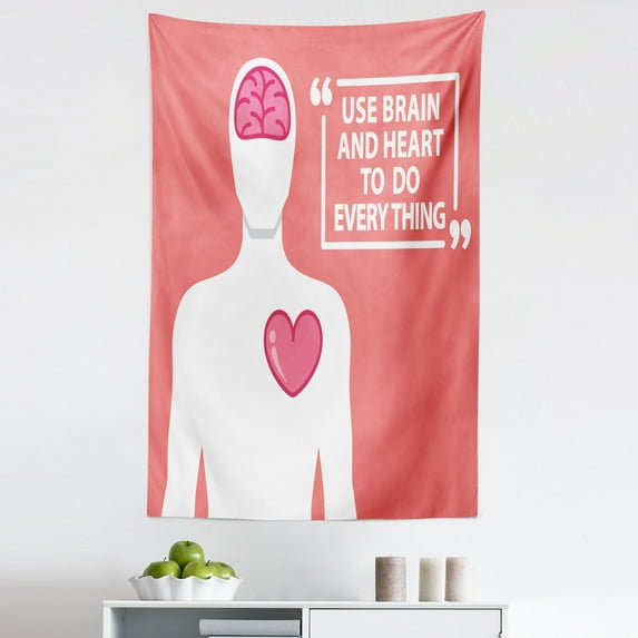 Saying Tapestry, Exotic Bouquets Vintage Jungle Beauty Flora Hawaiian Shabby, Fabric Wall Hanging Decor for Bedroom Living Room Dorm, 5 Sizes, Coral Dark Pink White, by Ambesonne