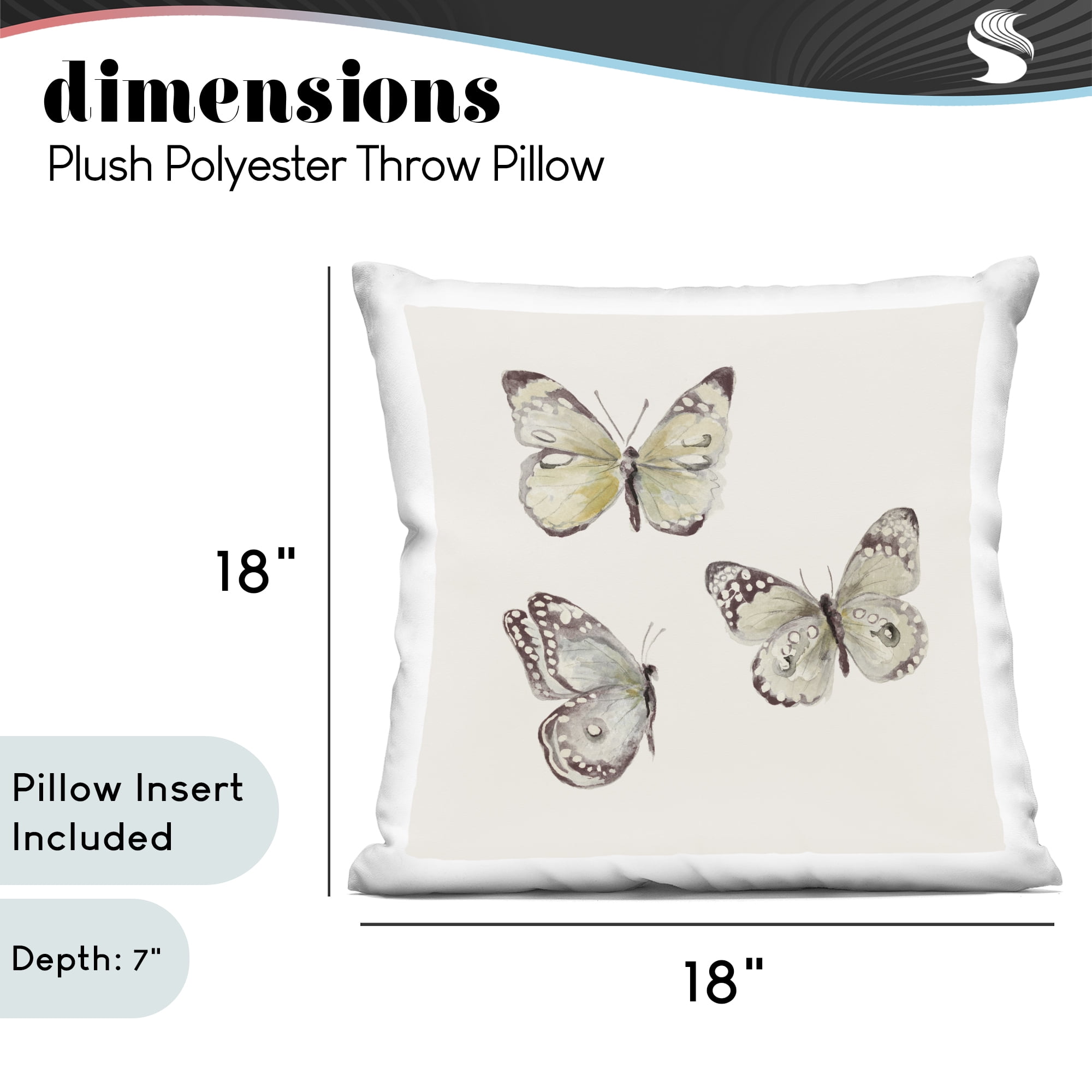 Stupell Industries Isolated Butterflies Trio Decorative Printed Throw Pillow, design by Patricia Pinto