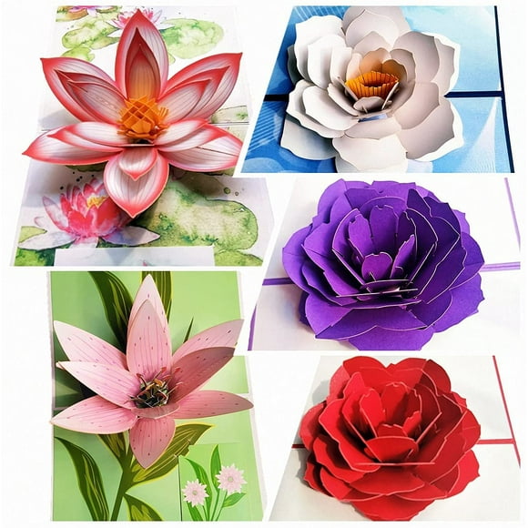 5-Pack Flowers Pop Up Cards Greeting Cards Assortment for Every Occasion Congratulation Valentine's Day Birthday