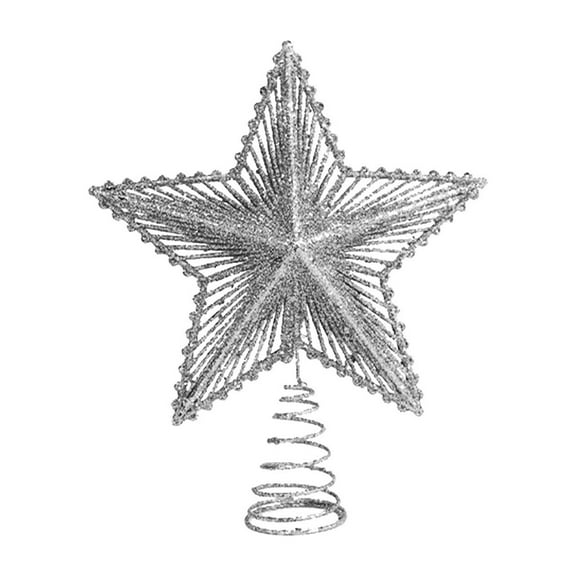 Tkrady Christmas Tree Topper Star,Glittering Christmas Tree Decoration Ornaments,9.25"(Silver)