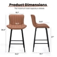 thumbnail image 2 of Farini 26" Counter Stools Set of 2, Faux Leather Barstools, Counter Height Chairs for Kitchen Islands & Dining Rooms, Brown, 2 of 7